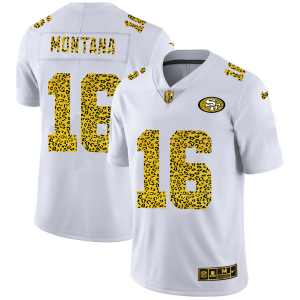 Superb San Francisco 49ers #16 Joe Montana Men's Flocked Leopard Print Vapor Limited NFL Jersey White