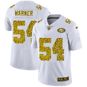 Outstanding San Francisco 49ers #54 Fred Warner Men's Flocked Leopard Print Vapor Limited NFL Jersey White