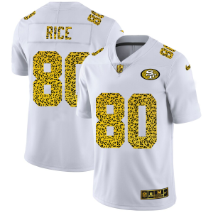 Impressive San Francisco 49ers #80 Jerry Rice Men's Flocked Leopard Print Vapor Limited NFL Jersey White