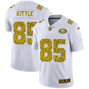 Exceptional San Francisco 49ers #85 George Kittle Men's Flocked Leopard Print Vapor Limited NFL Jersey White