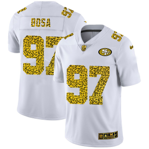 Finest San Francisco 49ers #97 Nick Bosa Men's Flocked Leopard Print Vapor Limited NFL Jersey White