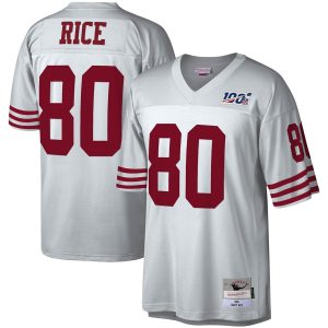 Delightful San Francisco 49ers #80 Jerry Rice Mitchell & Ness NFL 100 Retired Player Platinum Jersey