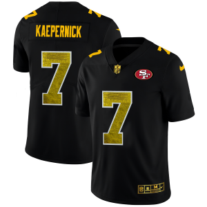 Delightful San Francisco 49ers #7 Colin Kaepernick Men's Black Golden Sequin Vapor Limited NFL Jersey