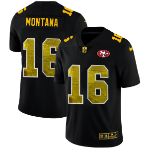 High - quality San Francisco 49ers #16 Joe Montana Men's Black Golden Sequin Vapor Limited NFL Jersey
