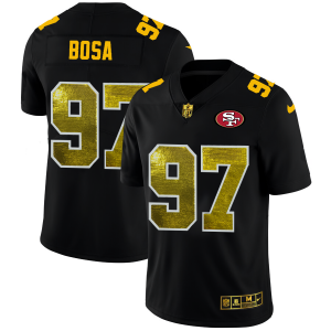 Delightful San Francisco 49ers #97 Nick Bosa Men's Black Golden Sequin Vapor Limited NFL Jersey