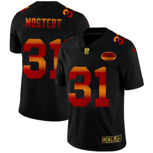 Impressive San Francisco 49ers #31 Raheem Mostert Men's Black Red Orange Stripe Vapor Limited NFL Jersey