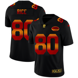 Delightful San Francisco 49ers #80 Jerry Rice Men's Black Red Orange Stripe Vapor Limited NFL Jersey