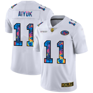 Impressive San Francisco 49ers #11 Brandon Aiyuk Men's White Multi-Color 2020 NFL Crucial Catch Limited NFL Jersey