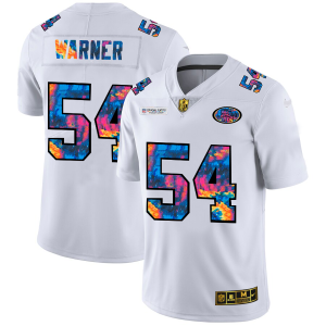 Fantastic San Francisco 49ers #54 Fred Warner Men's White Multi-Color 2020 NFL Crucial Catch Limited NFL Jersey