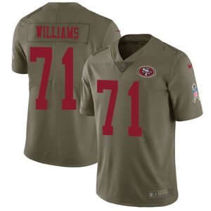 Exceptional San Francisco 49ers #71 Trent Williams Olive Men's Stitched NFL Limited 2017 Salute to Service Jersey