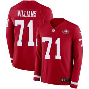 High - quality San Francisco 49ers #71 Trent Williams Red Team Color Men's Stitched NFL Limited Therma Long Sleeve Jersey