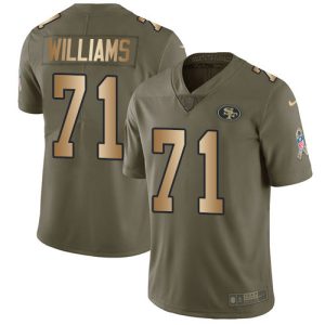 Delightful San Francisco 49ers #71 Trent Williams Olive/Gold Men's Stitched NFL Limited 2017 Salute To Service Jersey