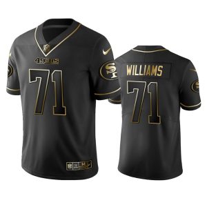 Superb San Francisco 49ers #71 Trent Williams Black Golden Limited Edition Stitched NFL Jersey