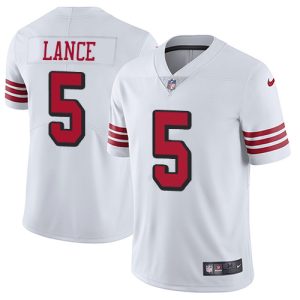 Impressive San Francisco 49ers #5 Trey Lance White Rush Men's Stitched NFL Vapor Untouchable Limited Jersey