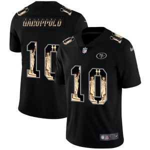 Exceptional San Francisco 49ers #10 Jimmy Garoppolo Carbon Black Vapor Statue Of Liberty Limited NFL Jersey