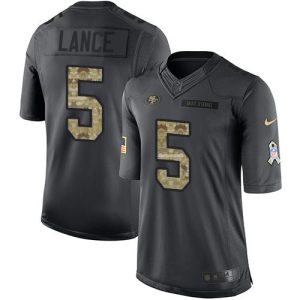 High - quality San Francisco 49ers #5 Trey Lance Black Men's Stitched NFL Limited 2016 Salute to Service Jersey