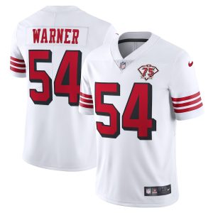 Premium 49ers #54 Fred Warner White Rush Men's 75th Anniversary Stitched NFL Vapor Untouchable Limited Jersey