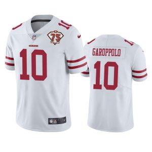 Fantastic 49ers #10 Jimmy Garoppolo White Men's 75th Anniversary Stitched NFL Vapor Untouchable Limited Jersey