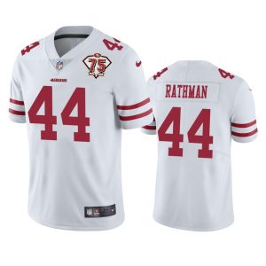 High - quality 49ers #44 Tom Rathman White Men's 75th Anniversary Stitched NFL Vapor Untouchable Limited Jersey
