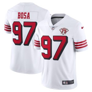 Finest 49ers #97 Nick Bosa White Rush Men's 75th Anniversary Stitched NFL Vapor Untouchable Limited Jersey