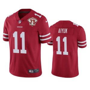 Delightful 49ers #11 Brandon Aiyuk Red Men's 75th Anniversary Stitched NFL Vapor Untouchable Limited Jersey