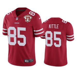 Impressive 49ers #85 George Kittle Red Men's 75th Anniversary Stitched NFL Vapor Untouchable Limited Jersey