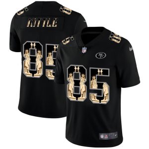 Impressive San Francisco 49ers #85 George Kittle Carbon Black Vapor Statue Of Liberty Limited NFL Jersey