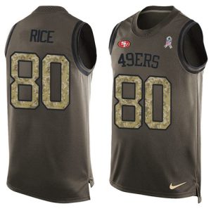 Delightful 49ers #80 Jerry Rice Green Men's Stitched NFL Limited Salute To Service Tank Top Jersey