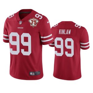 Impressive 49ers #99 Javon Kinlaw Red Men's 75th Anniversary Stitched NFL Vapor Untouchable Limited Jersey