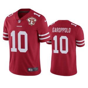 Premium 49ers #10 Jimmy Garoppolo Red Men's 75th Anniversary Stitched NFL Vapor Untouchable Limited Jersey