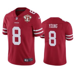 Exceptional 49ers #8 Steve Young Red Men's 75th Anniversary Stitched NFL Vapor Untouchable Limited Jersey