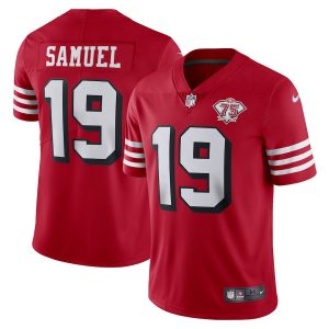 Finest 49ers #19 Deebo Samuel Red Rush Men's 75th Anniversary Stitched NFL Vapor Untouchable Limited Jersey