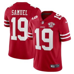 Outstanding 49ers #19 Deebo Samuel Red Men's 75th Anniversary Stitched NFL Vapor Untouchable Limited Jersey