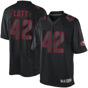Exceptional 49ers #42 Ronnie Lott Black Men's Stitched NFL Impact Limited Jersey
