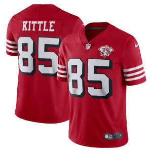 Delightful 49ers #85 George Kittle Red Rush Men's 75th Anniversary Stitched NFL Vapor Untouchable Limited Jersey