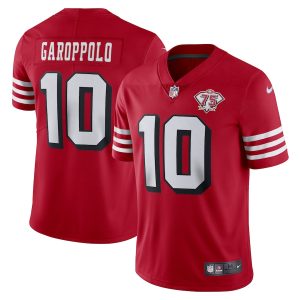 Superb 49ers #10 Jimmy Garoppolo Red Rush Men's 75th Anniversary Stitched NFL Vapor Untouchable Limited Jersey
