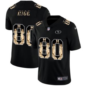 Premium San Francisco 49ers #80 Jerry Rice Carbon Black Vapor Statue Of Liberty Limited NFL Jersey