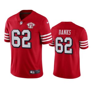 Superb 49ers #62 Aaron Banks Red Rush Men's 75th Anniversary Stitched NFL Vapor Untouchable Limited Jersey
