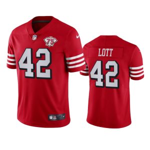 Outstanding 49ers #42 Ronnie Lott Red Rush Men's 75th Anniversary Stitched NFL Vapor Untouchable Limited Jersey