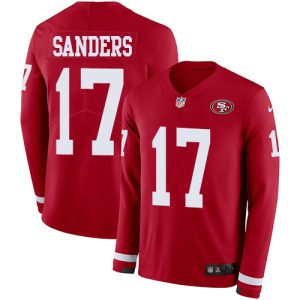 Fantastic 49ers #17 Emmanuel Sanders Red Team Color Men's Stitched NFL Limited Therma Long Sleeve Jersey
