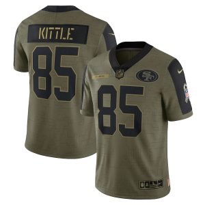 Fantastic San Francisco 49ers #85 George Kittle Olive 2021 Salute To Service Limited Player Jersey