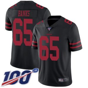 Amazing 49ers #65 Aaron Banks Black Alternate Men's Stitched NFL 100th Season Vapor Limited Jersey