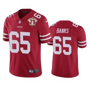 Exceptional 49ers #65 Aaron Banks Red Men's 75th Anniversary Stitched NFL Vapor Untouchable Limited Jersey