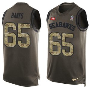 Delightful 49ers #65 Aaron Banks Green Men's Stitched NFL Limited Salute To Service Tank Top Jersey