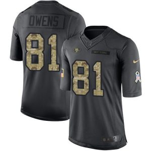 Exceptional 49ers #81 Terrell Owens Black Men's Stitched NFL Limited 2016 Salute to Service Jersey