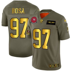 Superb San Francisco 49ers #97 Nick Bosa NFL Men's Olive Gold 2019 Salute to Service Limited Jersey