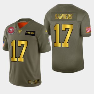 Finest 49ers #17 Emmanuel Sanders Men's Olive Gold 2019 Salute to Service NFL 100 Limited Jersey