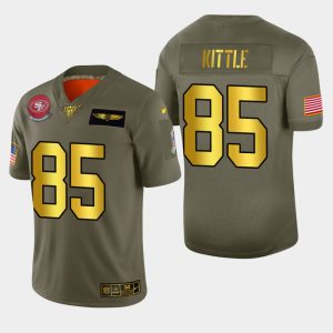 Delightful 49ers #85 George Kittle Men's Olive Gold 2019 Salute to Service NFL 100 Limited Jersey