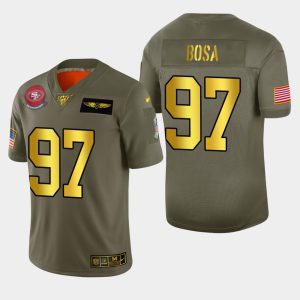 Impressive 49ers #97 Nick Bosa Men's Olive Gold 2019 Salute to Service NFL 100 Limited Jersey