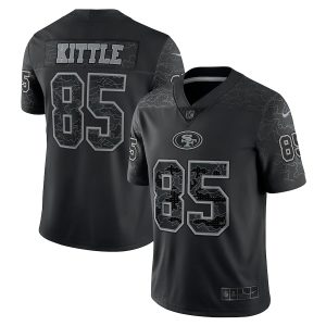 High - quality San Francisco 49ers #85 George Kittle Black Men's NFL Black Reflective Limited Jersey